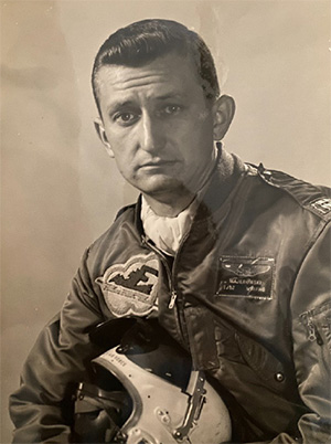 A sepia-toned photo of Louis Major, a VITAS patient, as a young man in an Air Force uniform.